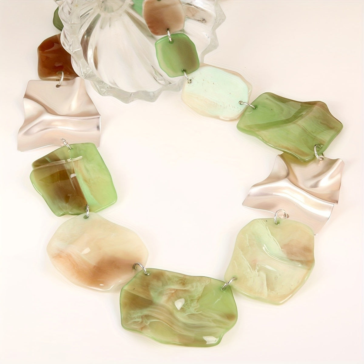 Green Geometric Acrylic Necklace