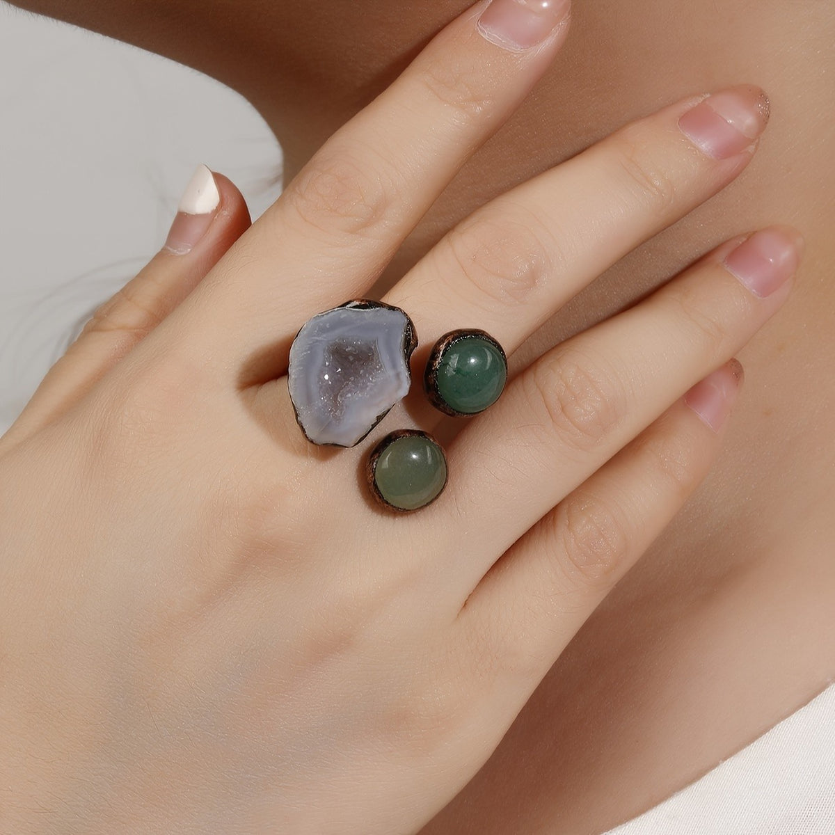 Natural Stone Geode Ring