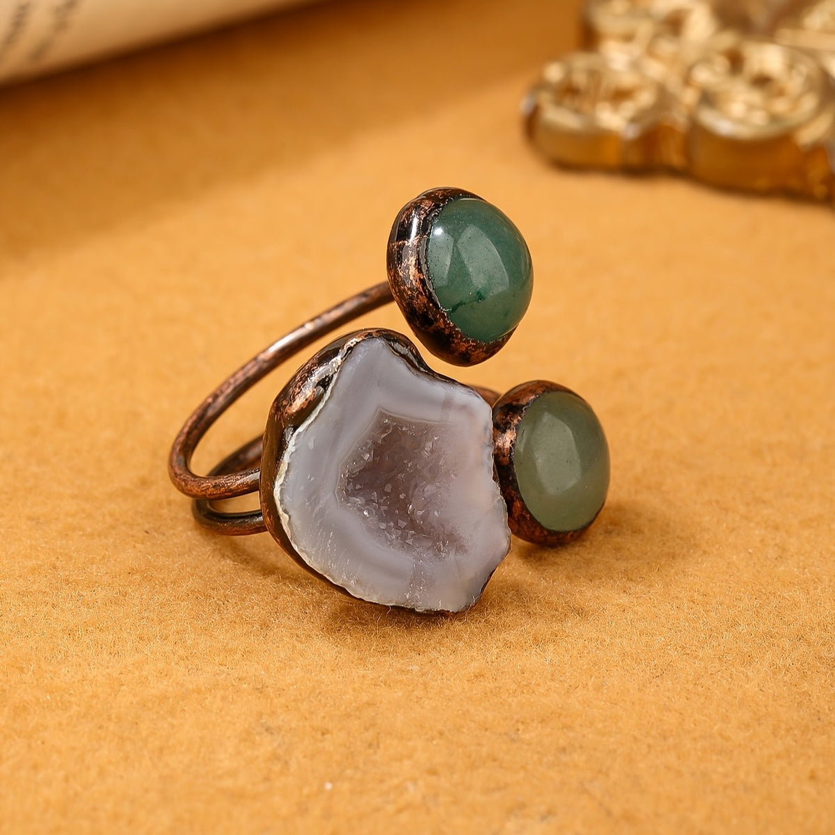 Natural Stone Geode Ring