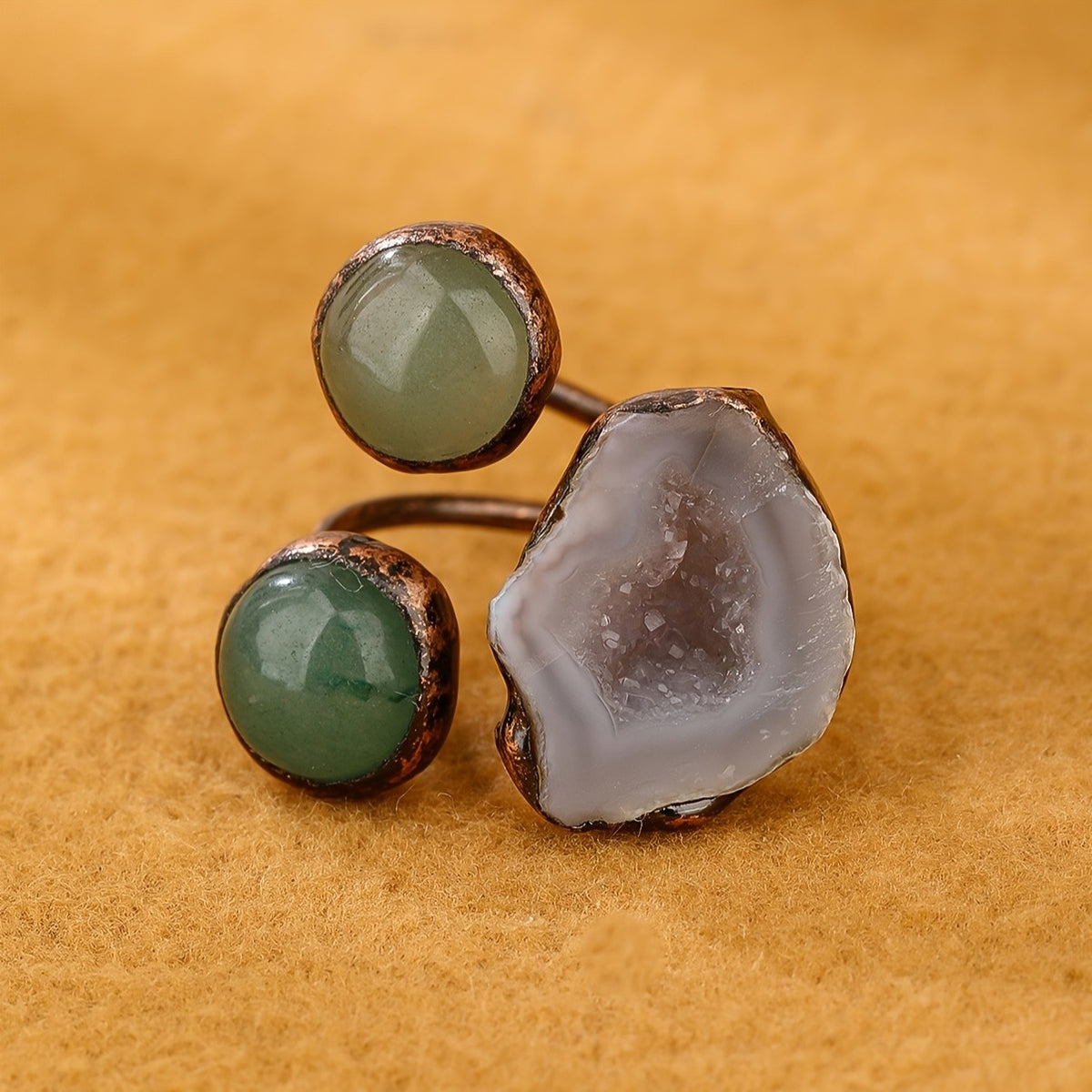 Natural Stone Geode Ring