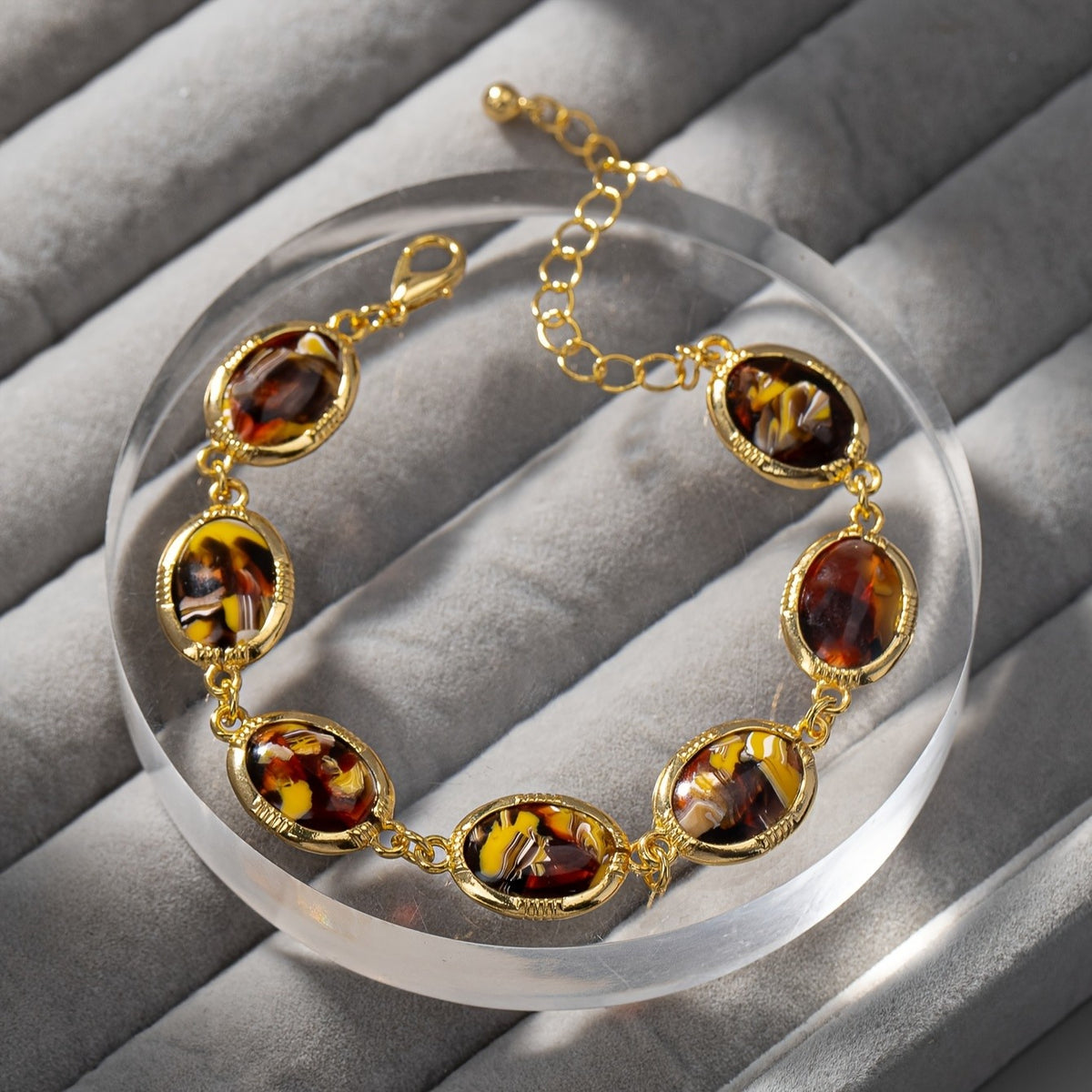 Marbled Resin Oval Link Bracelet