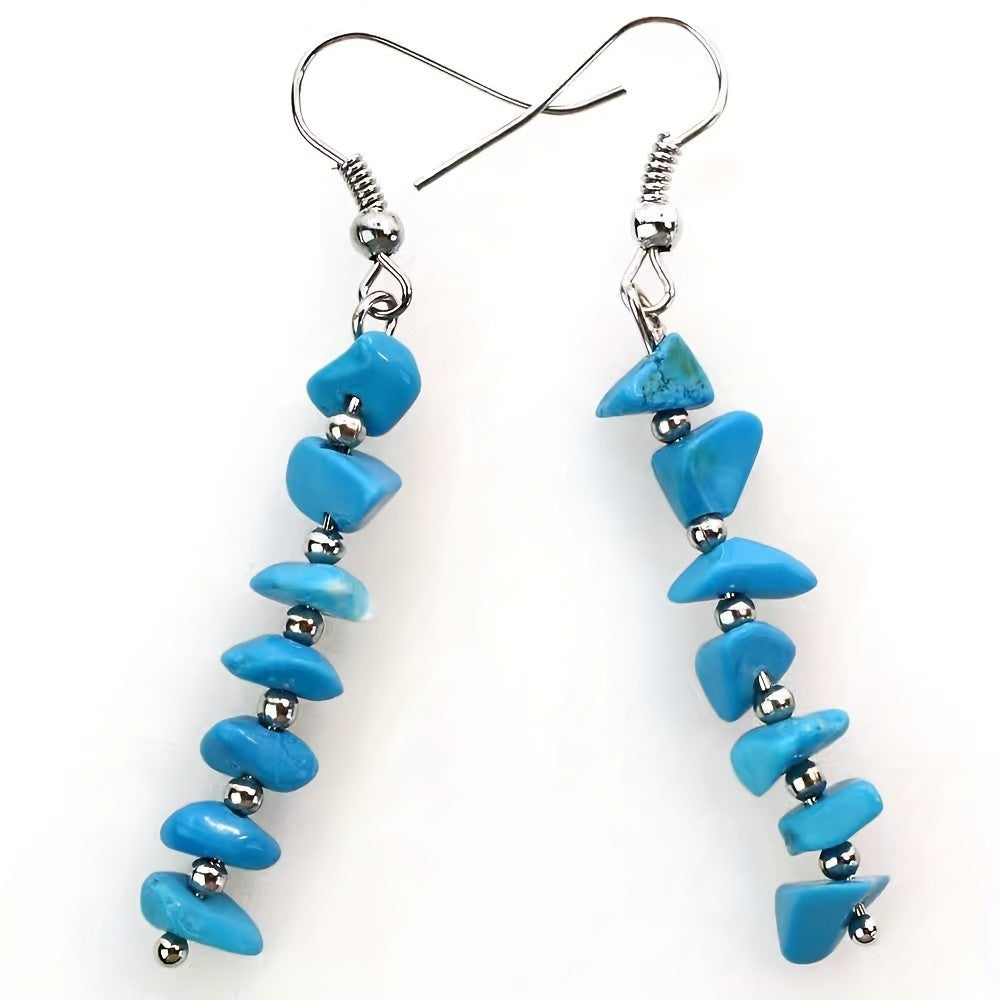 Blue Stone Drop Earrings