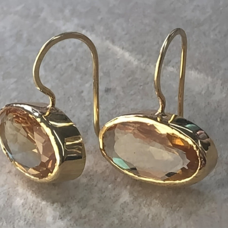 Oval Glass Drop Earrings