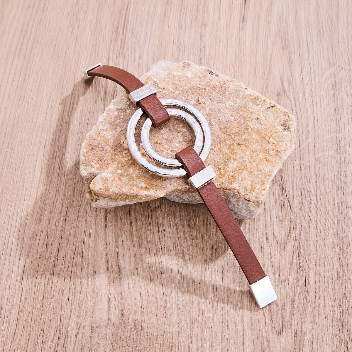 Double Hoop Leather Bracelet