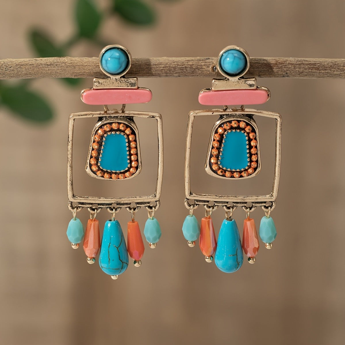 Geometric Bohemian Drop Earrings