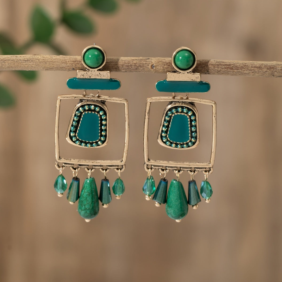 Geometric Bohemian Drop Earrings