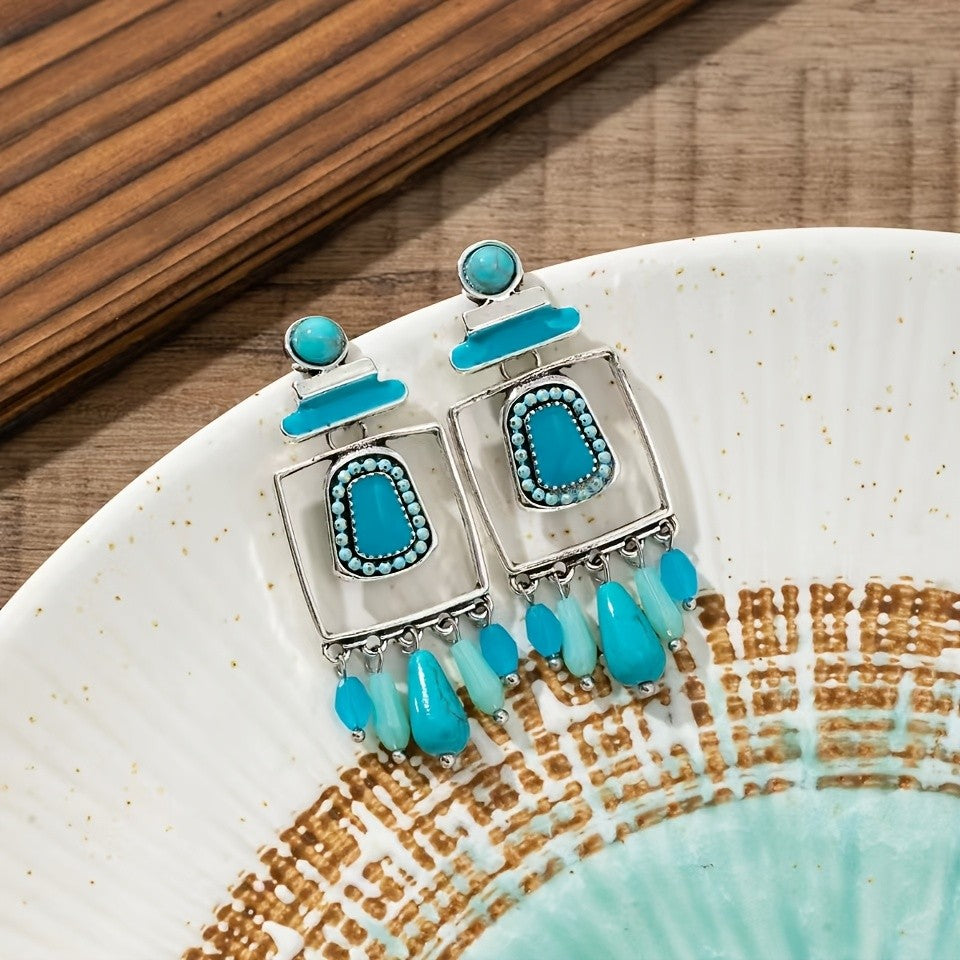 Geometric Bohemian Drop Earrings