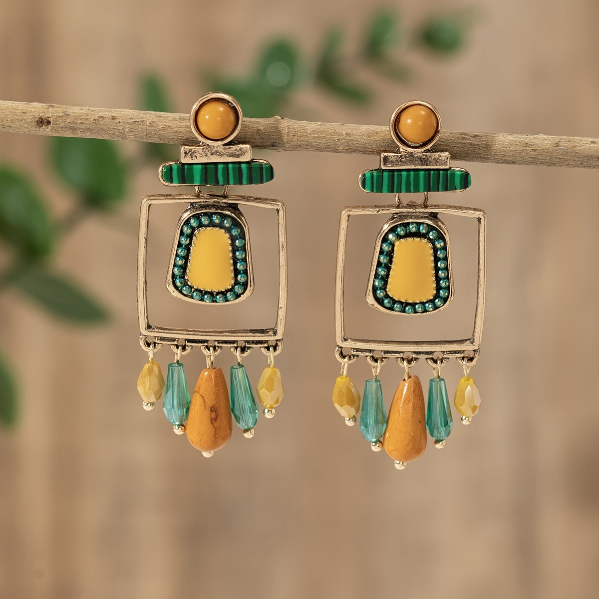 Geometric Bohemian Drop Earrings
