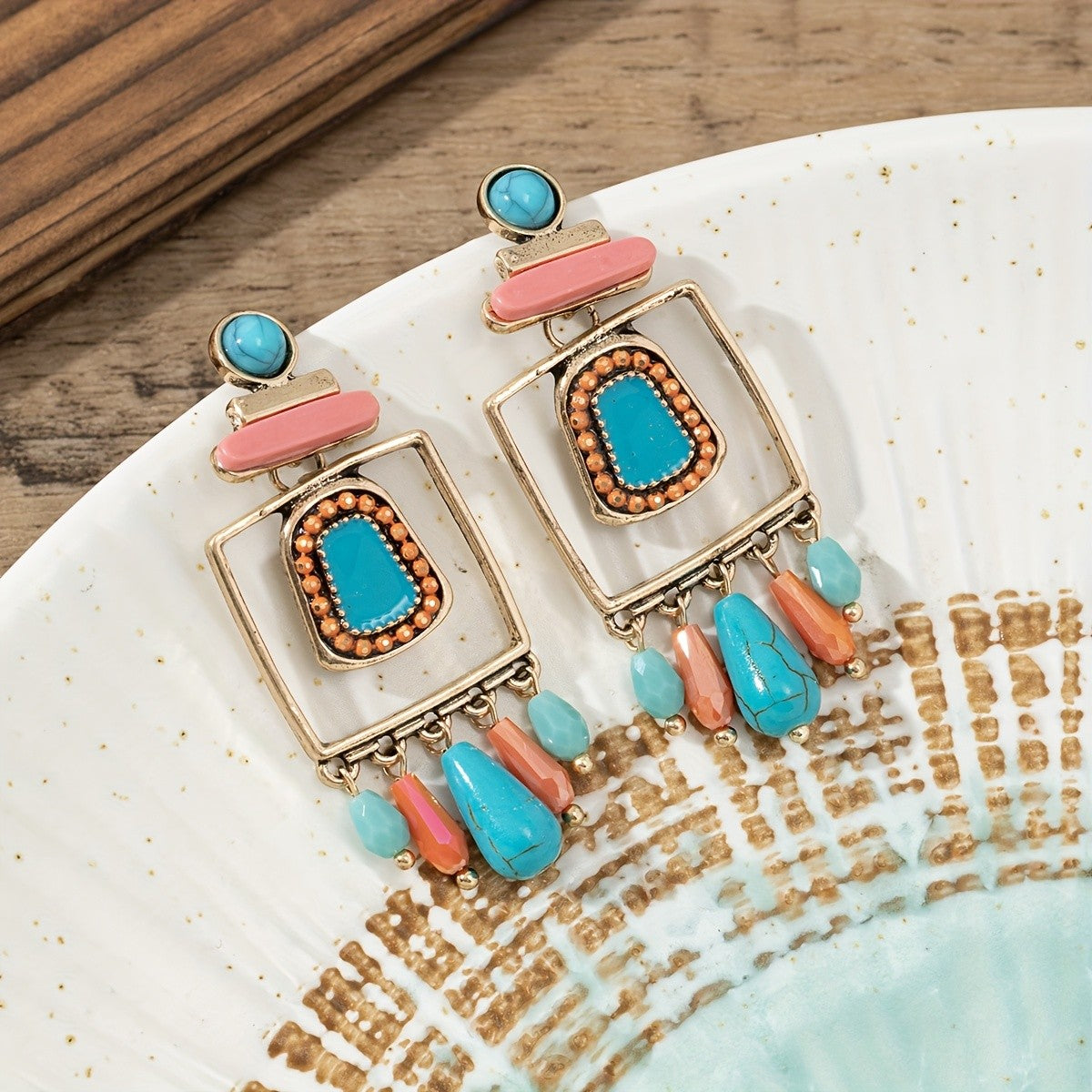 Geometric Bohemian Drop Earrings