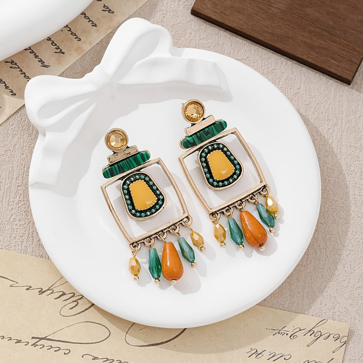 Geometric Bohemian Drop Earrings