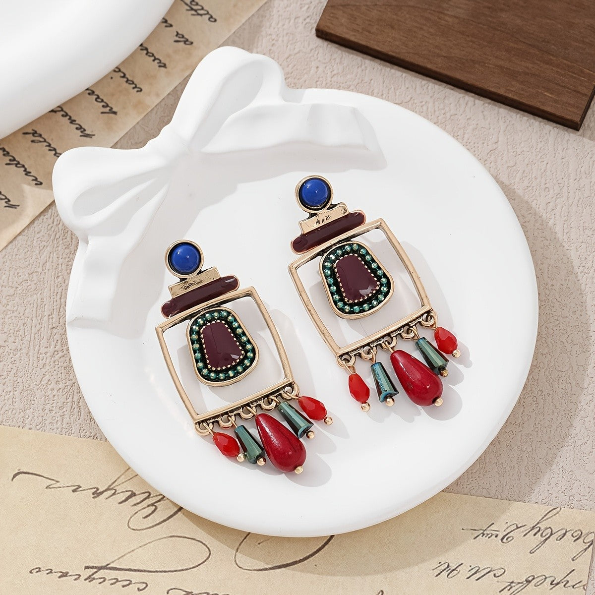 Geometric Bohemian Drop Earrings