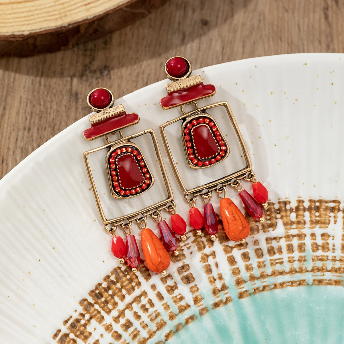 Geometric Bohemian Drop Earrings