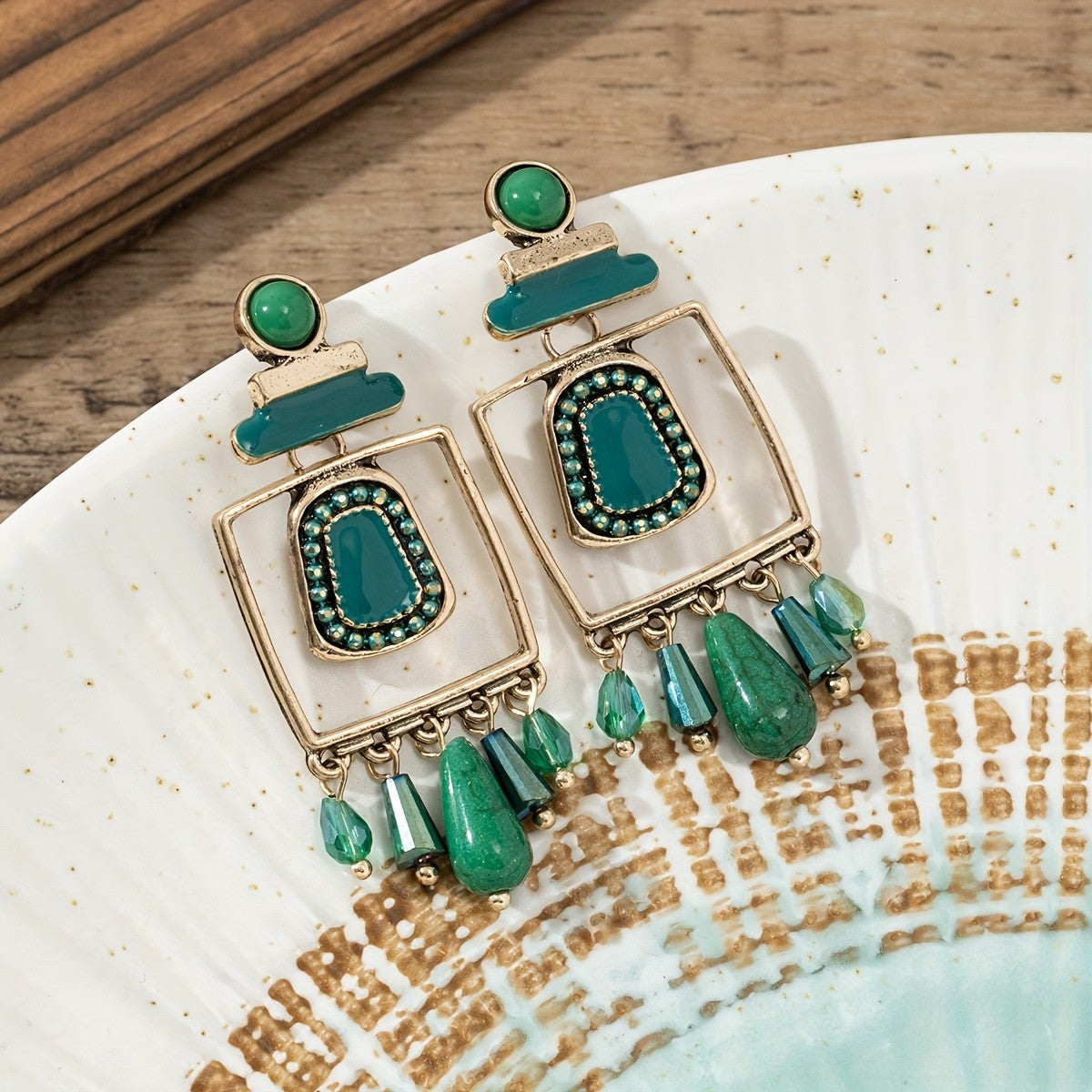 Geometric Bohemian Drop Earrings
