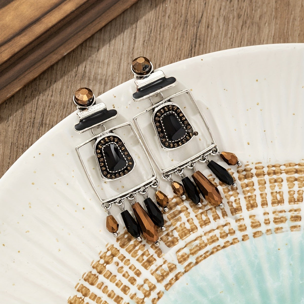 Geometric Bohemian Drop Earrings