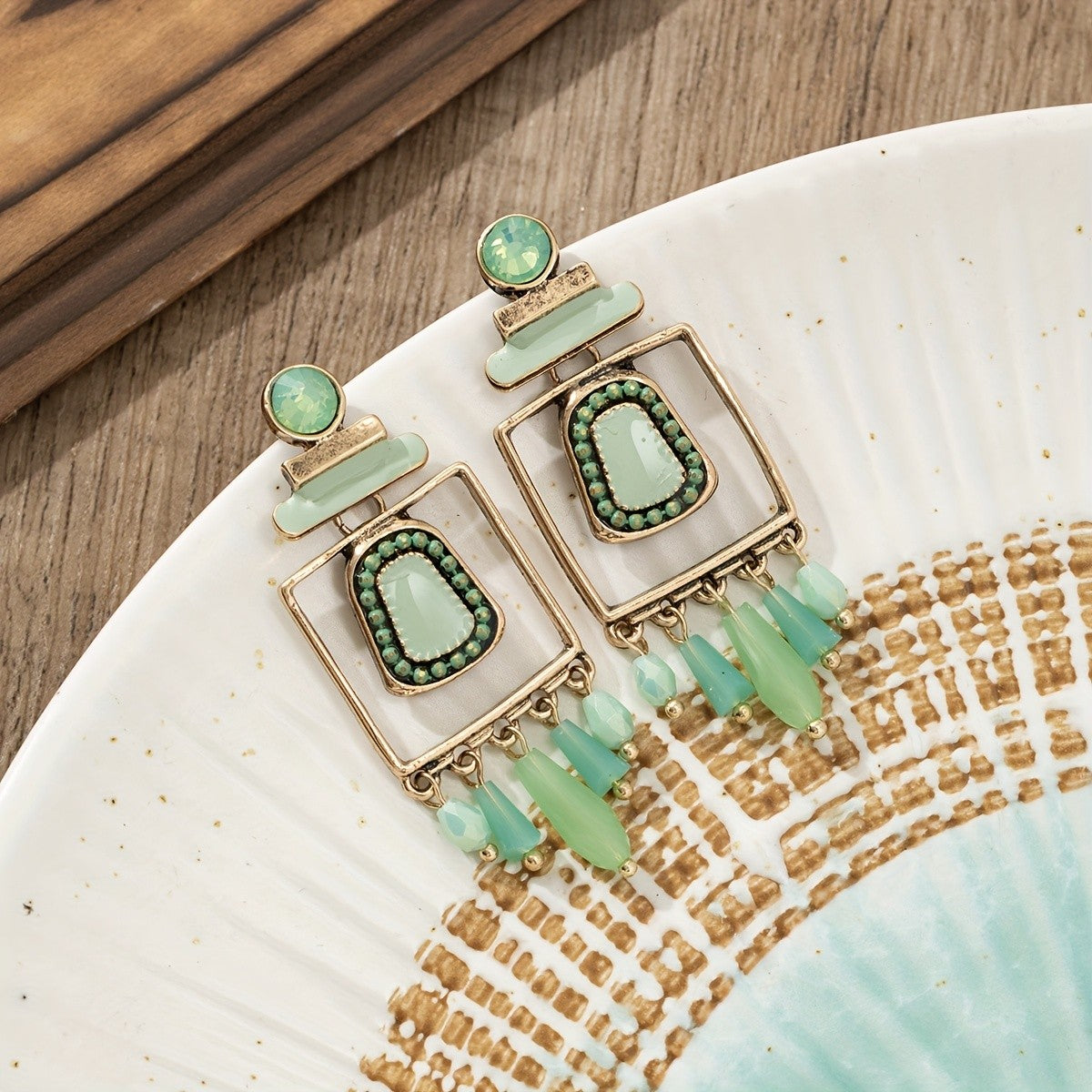 Geometric Bohemian Drop Earrings