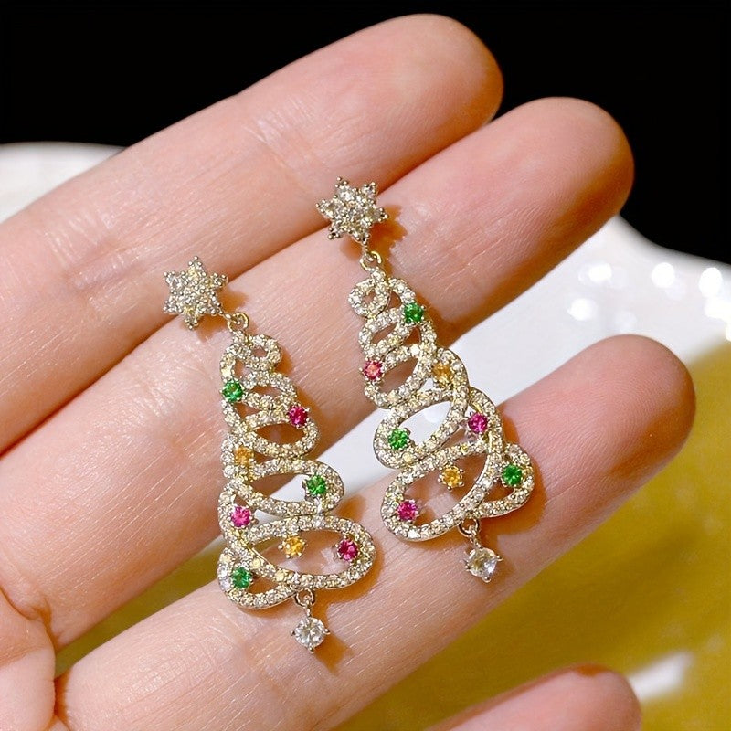 Crystal Christmas Tree Earrings