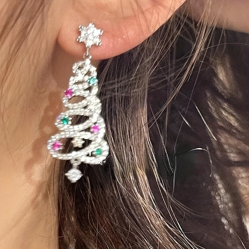 Crystal Christmas Tree Earrings
