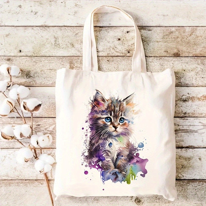 Black Cat Umbrella Canvas Tote