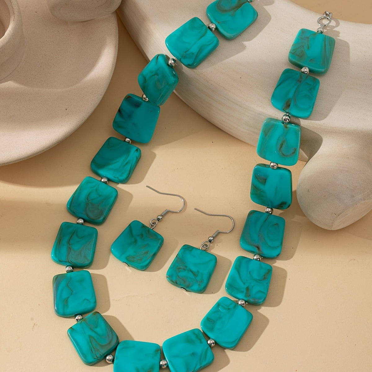 Turquoise Square Jewelry Set