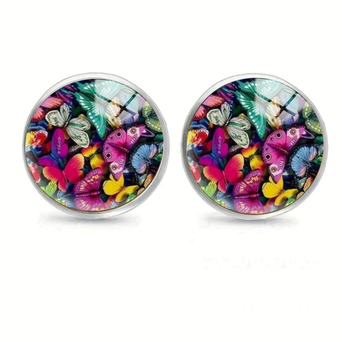 Colorful Butterfly Glass Stud Earrings