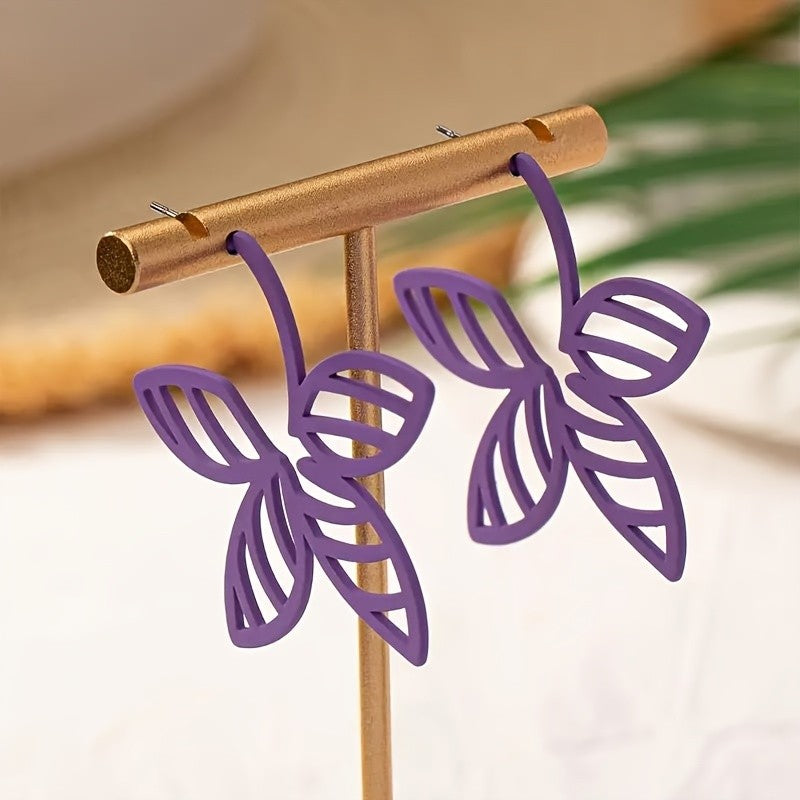 Gold-Tone Leaf Drop Earrings
