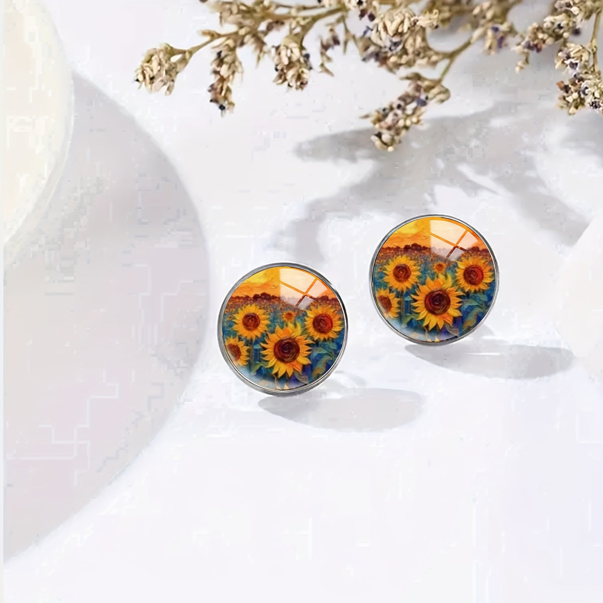 Sunflower Sunset Stud Earrings