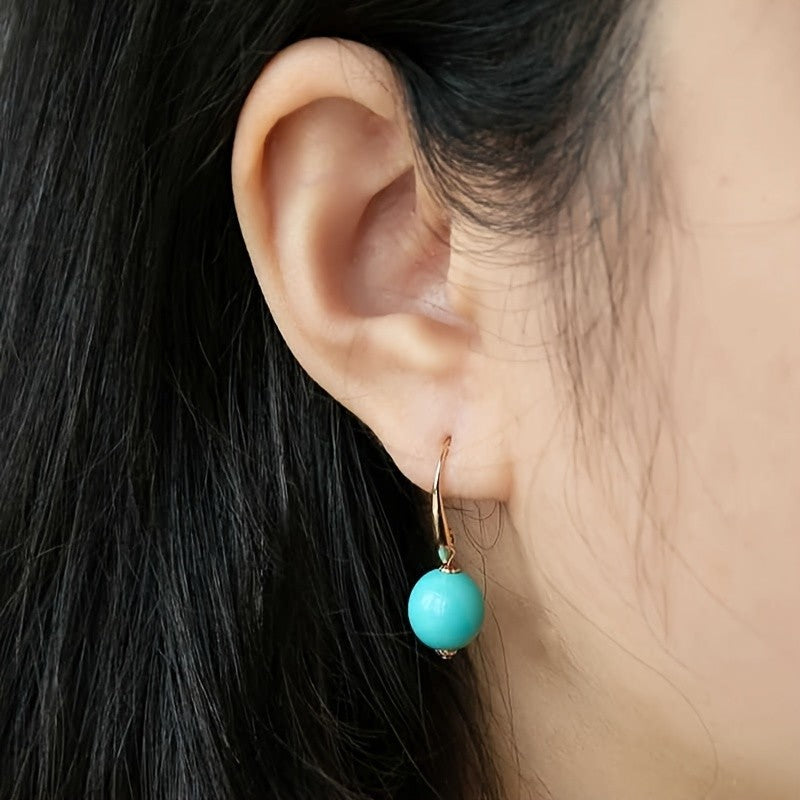 Round Turquoise Drop Earrings