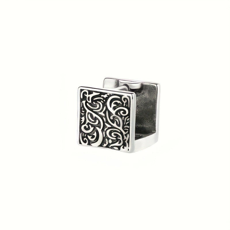 Square Floral Huggie Earrings