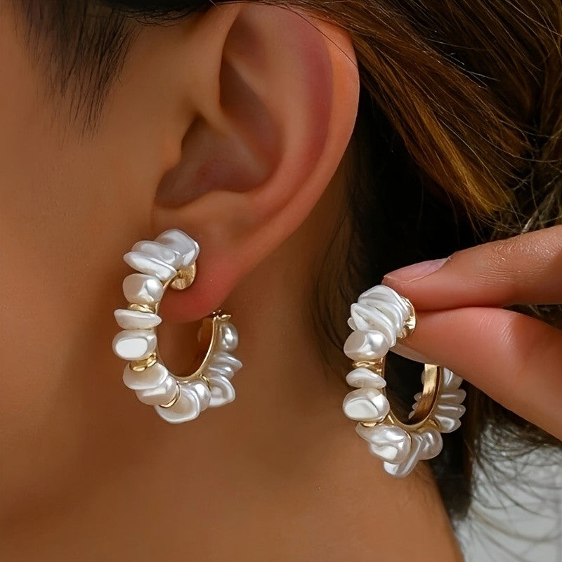 Baroque Pearl Wrapped Hoop Earrings