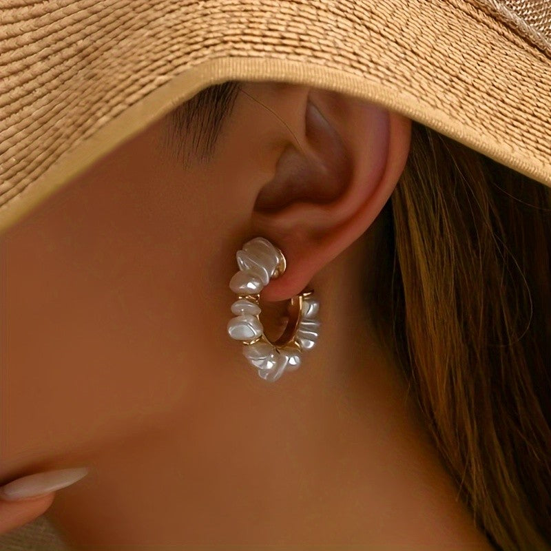 Baroque Pearl Wrapped Hoop Earrings