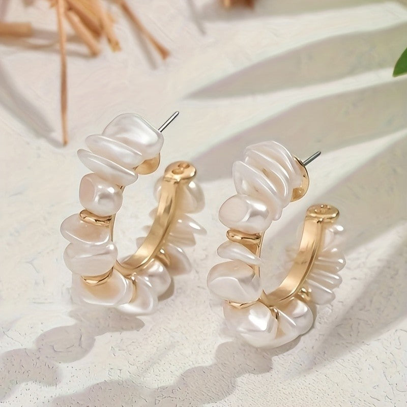Baroque Pearl Wrapped Hoop Earrings