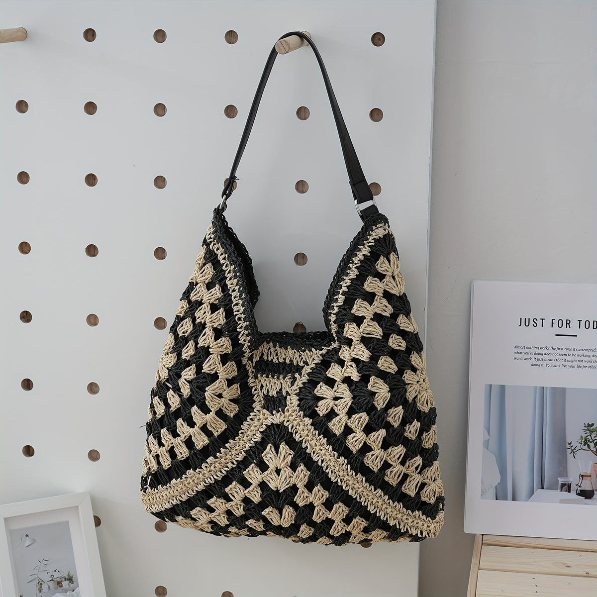 Woven Geometric Shoulder Bag