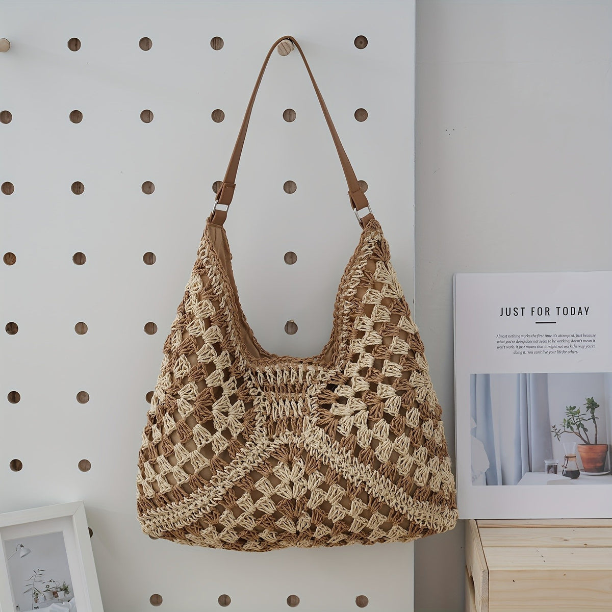 Woven Geometric Shoulder Bag