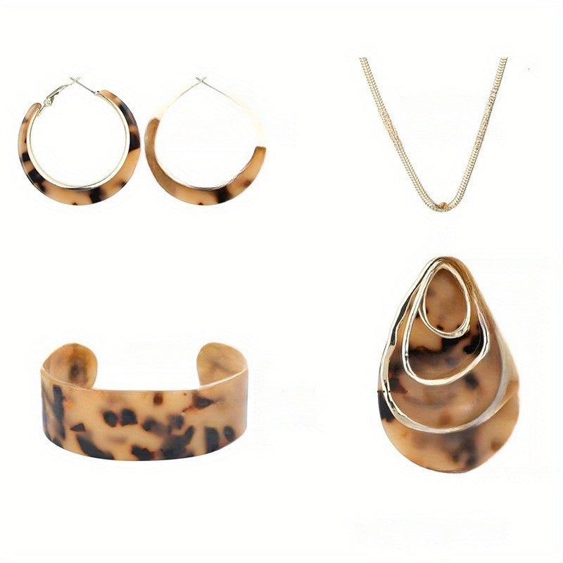 Marbled Acrylic Teardrop Jewelry Set