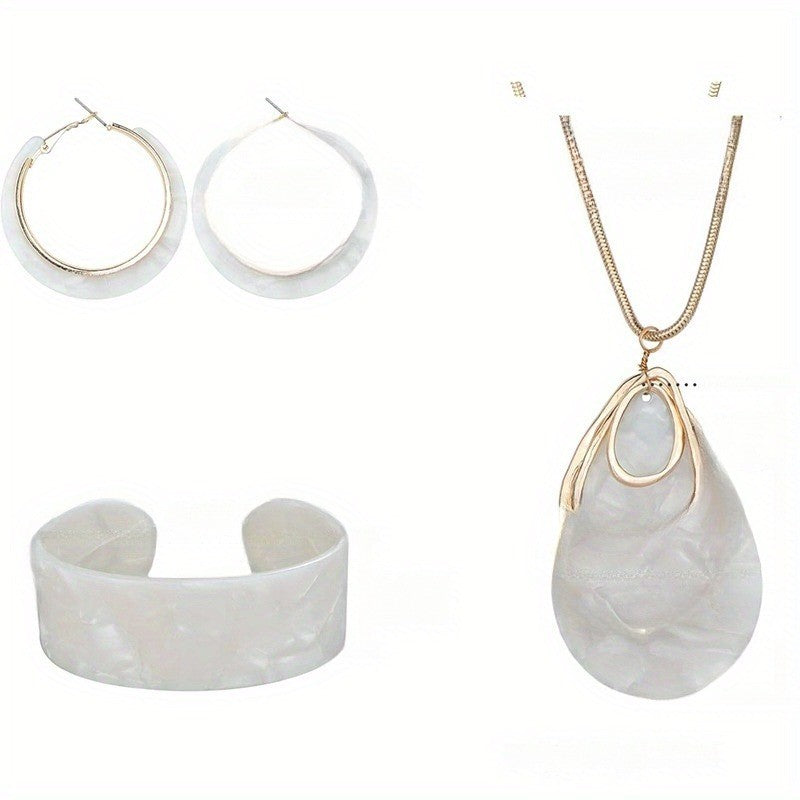 Marbled Acrylic Teardrop Jewelry Set
