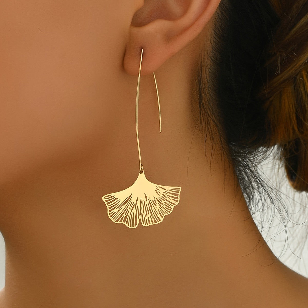 Ginkgo Leaf Drop Earrings