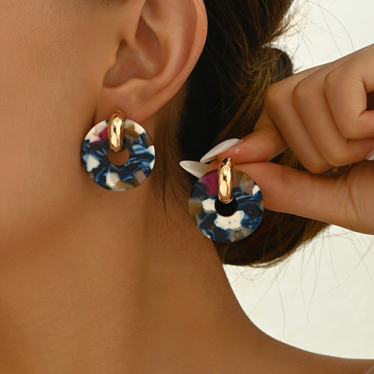 Marbled Disc Earrings