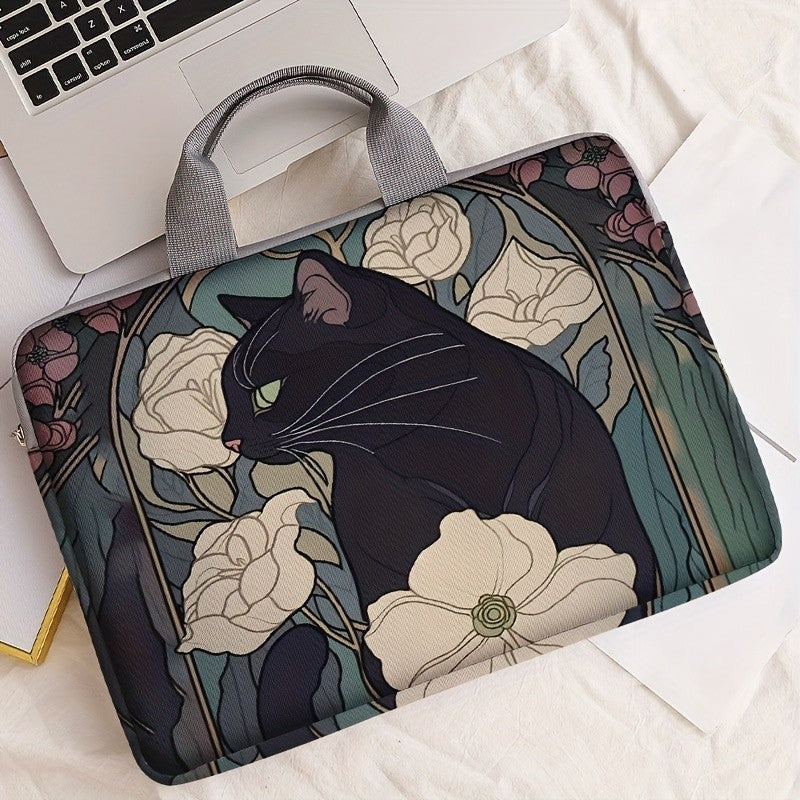 Black Cat Floral Laptop Sleeve