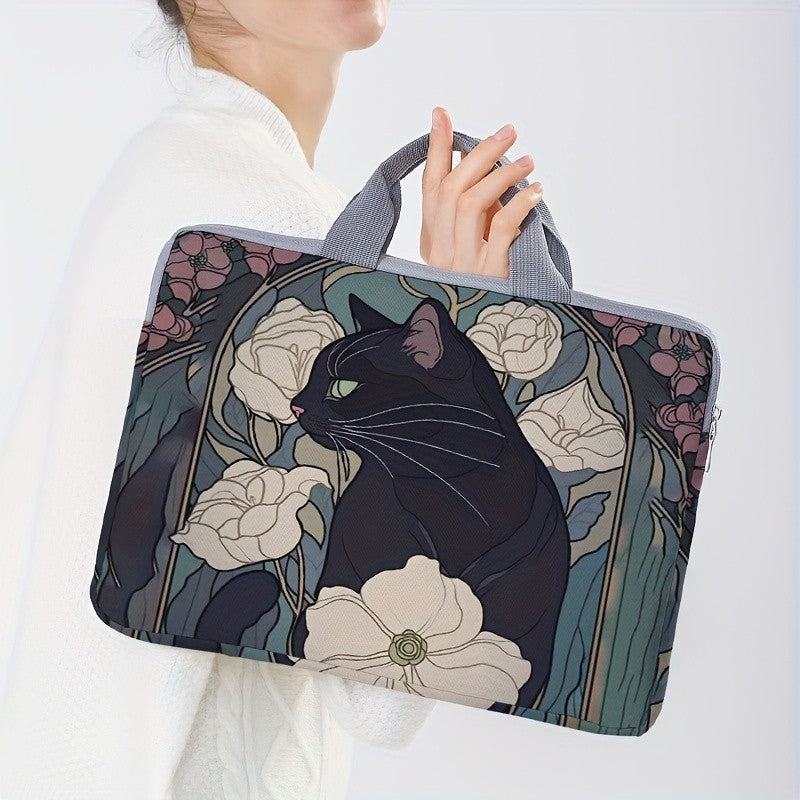 Black Cat Floral Laptop Sleeve