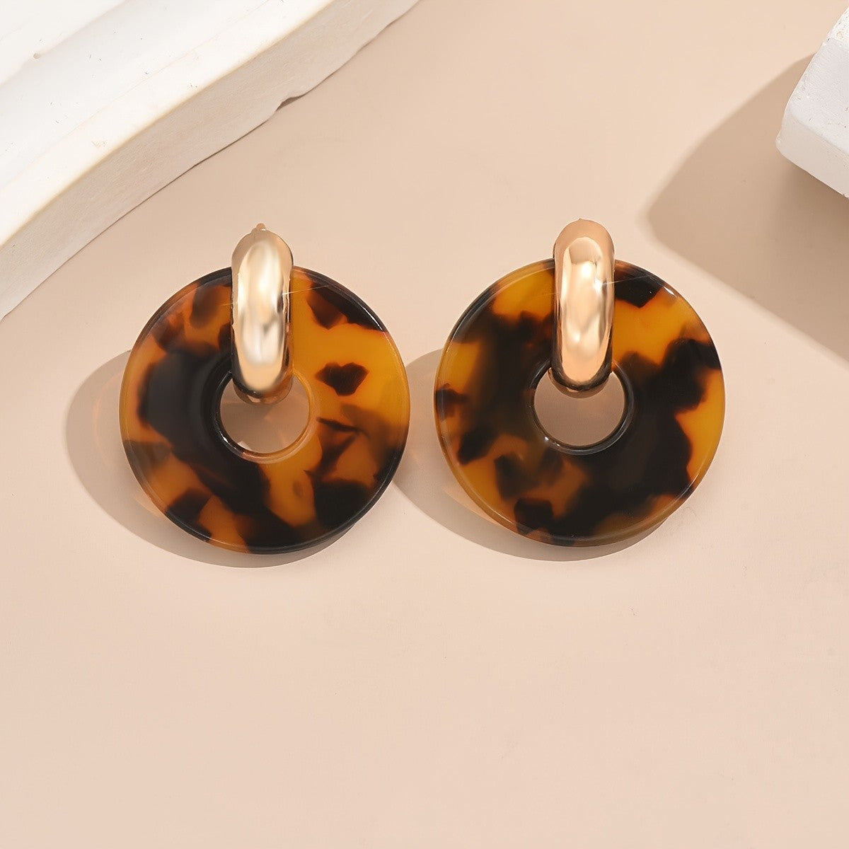 Leopard Print Round Drop Ring