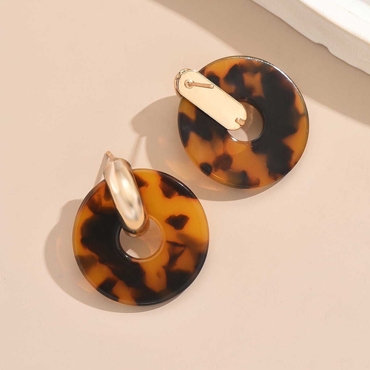 Leopard Print Round Drop Ring