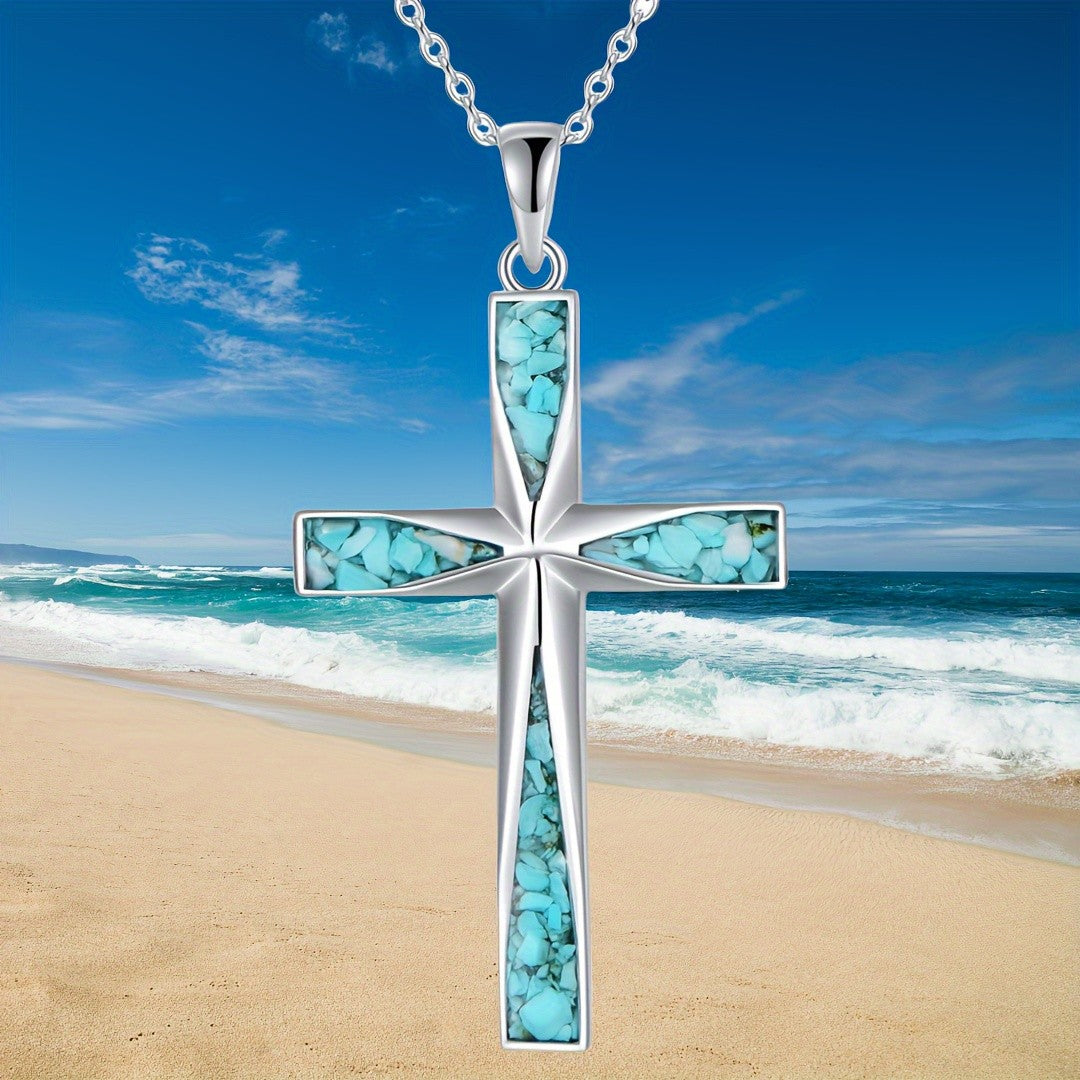 Turquoise Center Cross Necklace