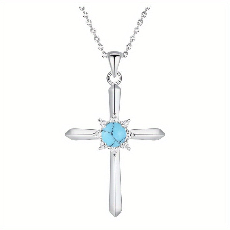 Turquoise Center Cross Necklace