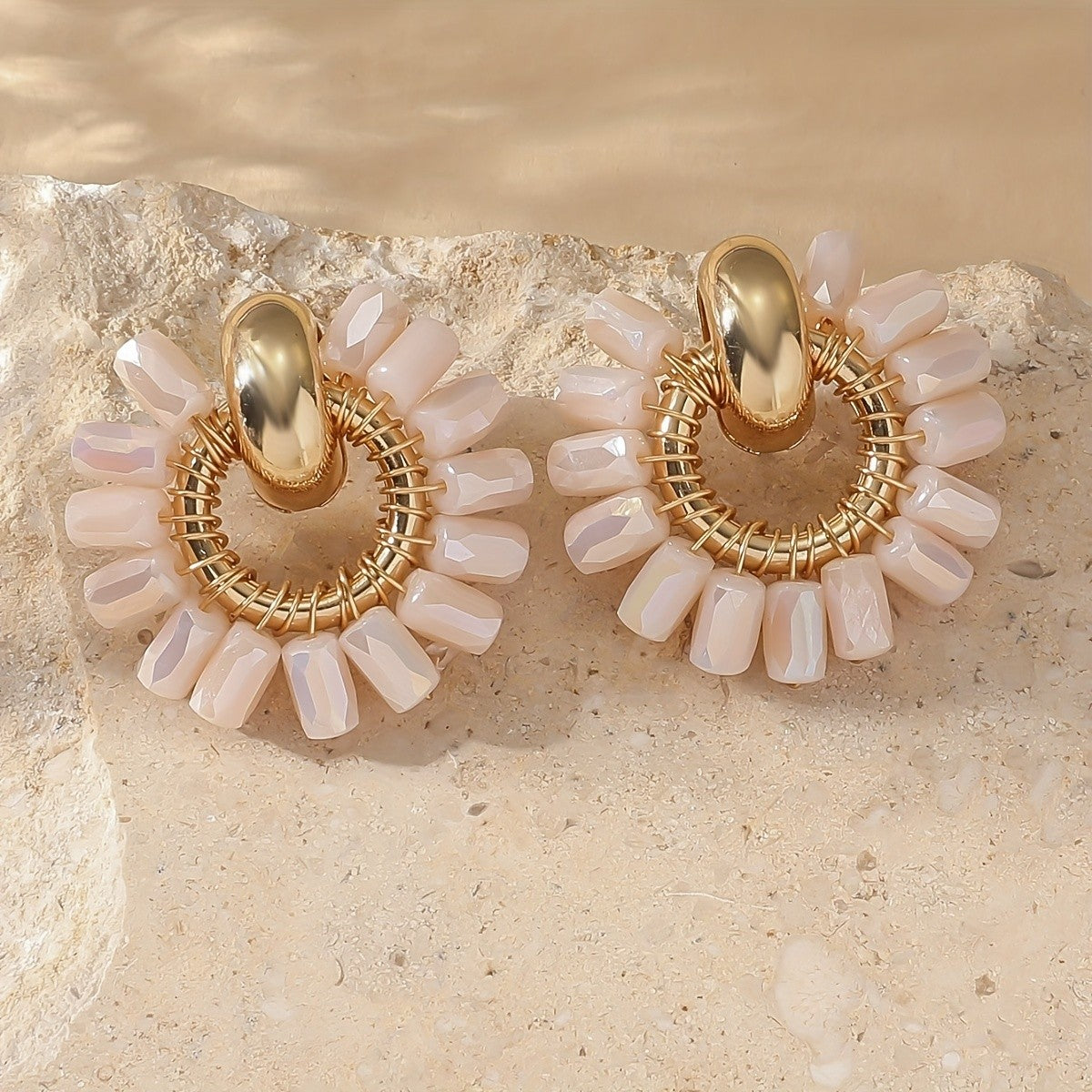 Colorful Glass Bead Sunburst Earrings