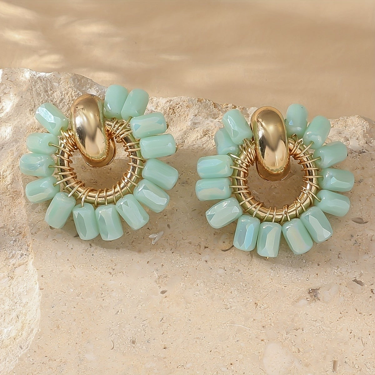Colorful Glass Bead Sunburst Earrings