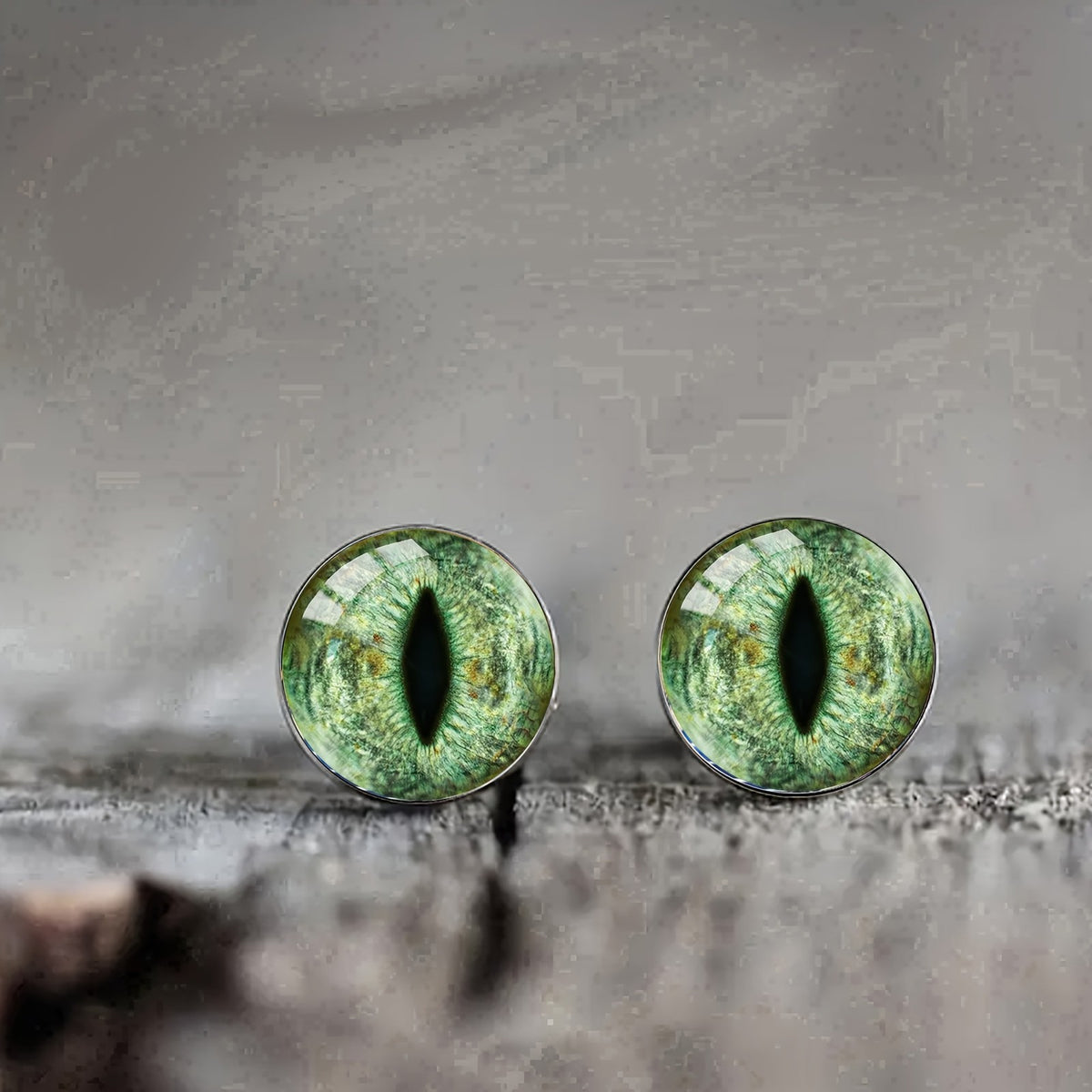 Green Reptile Eye Stud Earrings