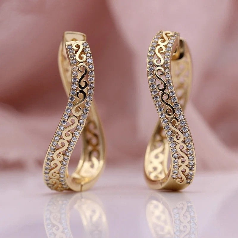 Crystal Scroll Hoop Earrings