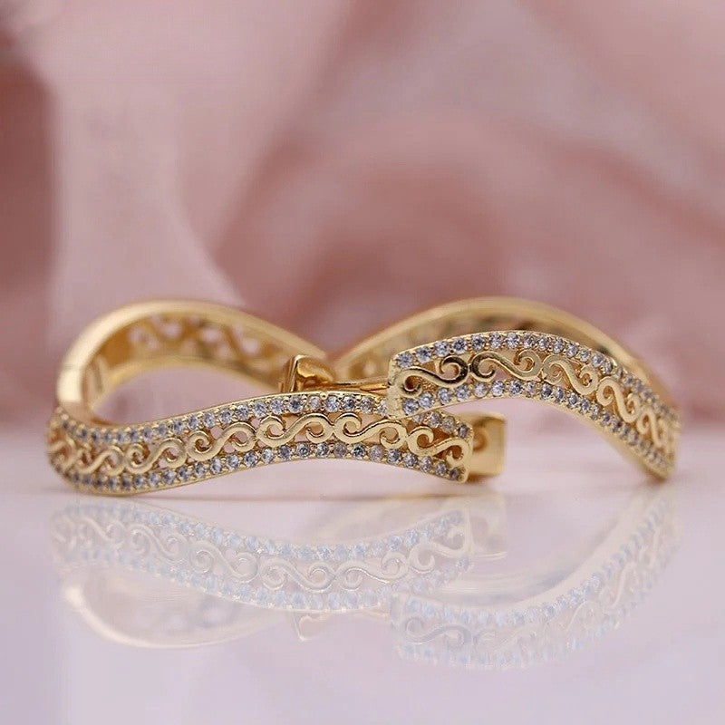 Crystal Scroll Hoop Earrings