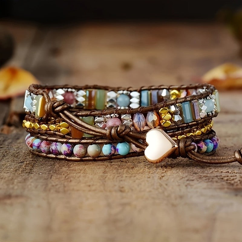 Multicolor Stone & Crystal Wrap Bracelet