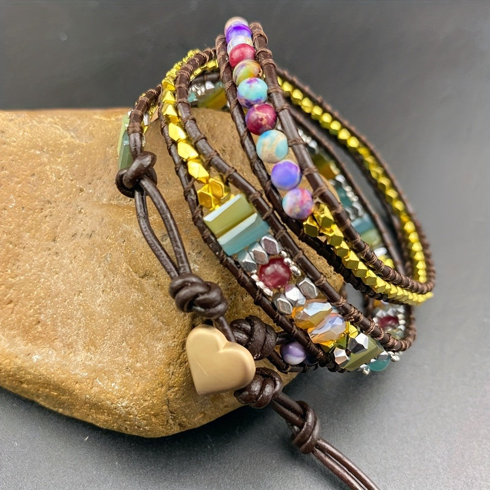 Multicolor Stone & Crystal Wrap Bracelet